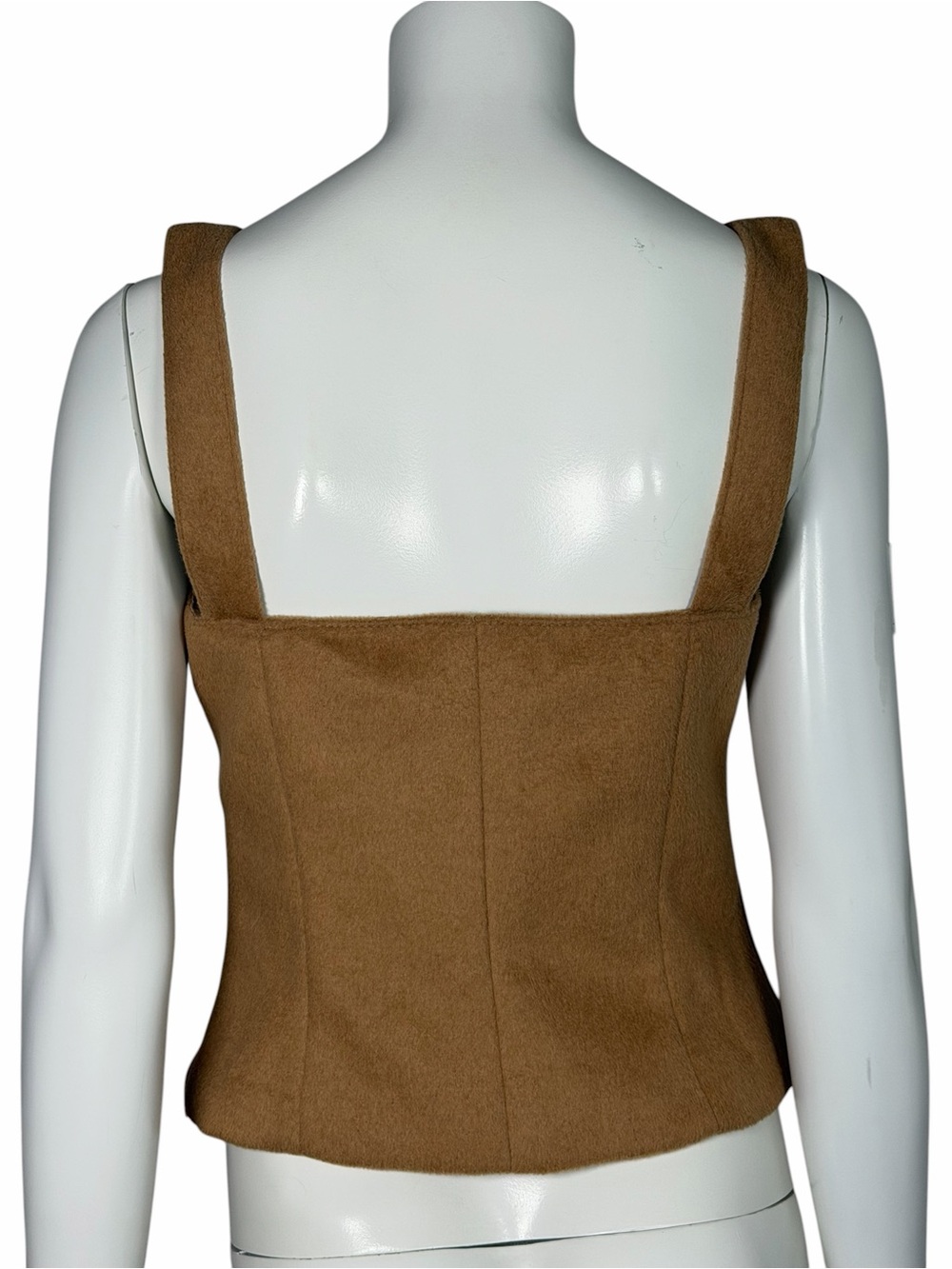 NWOT Zara Camel Faux Suede Structured Tank Top Square Neck Minimalist Size M - Picture 7 of 8